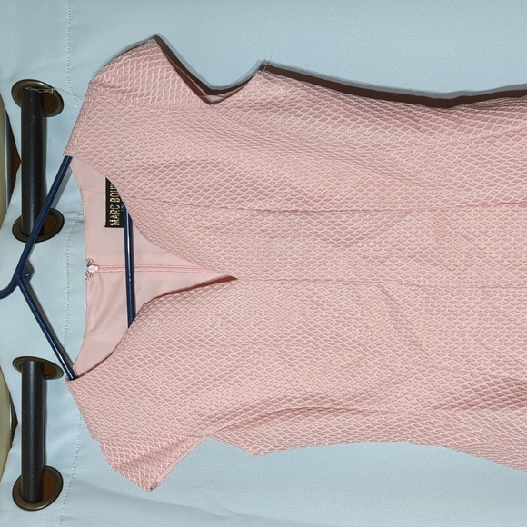 Anthropologie Marc Bouwer Textured Knit Cap Sleeve Notch Neck Zip Back Dress - Picture 2 of 12